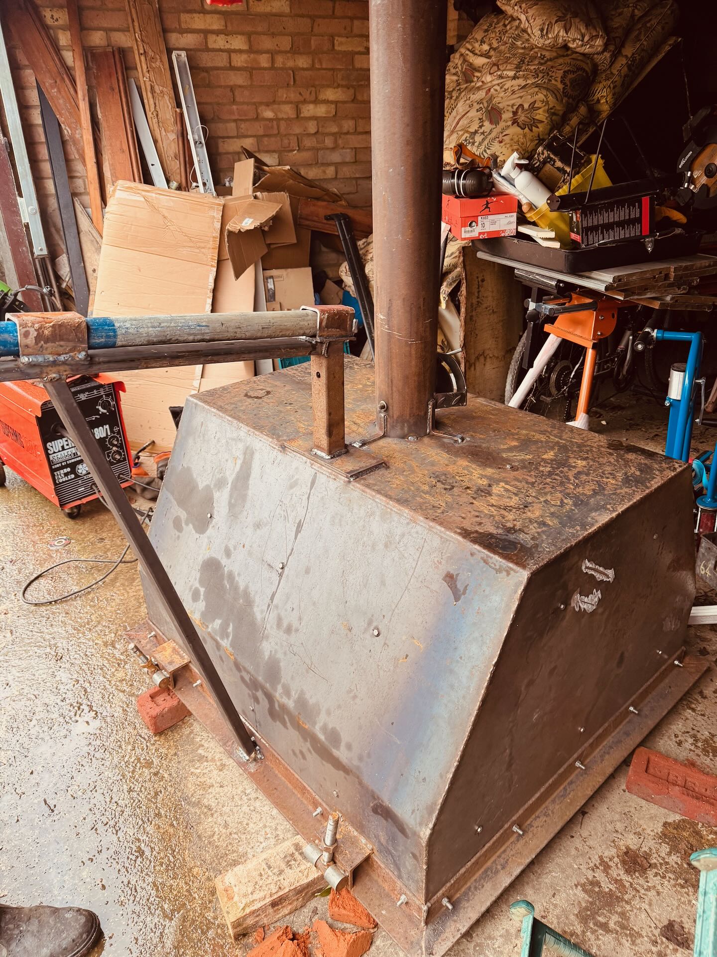 The retort hood being built in the workshop